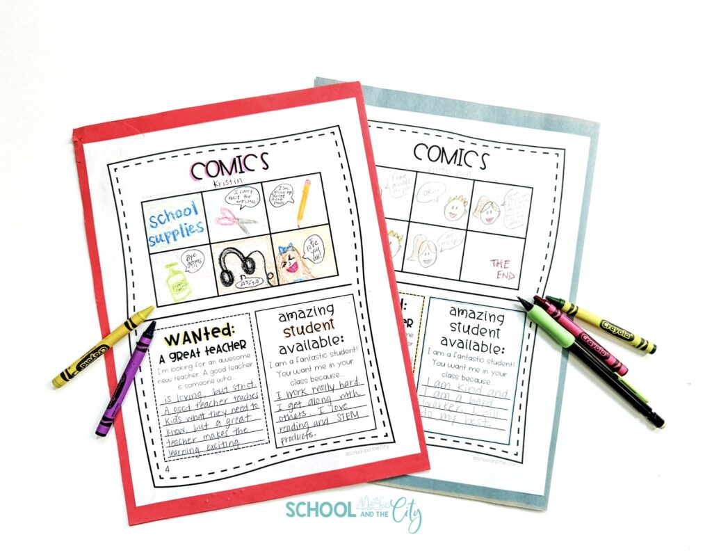 back to school newspaper writing activity comics 